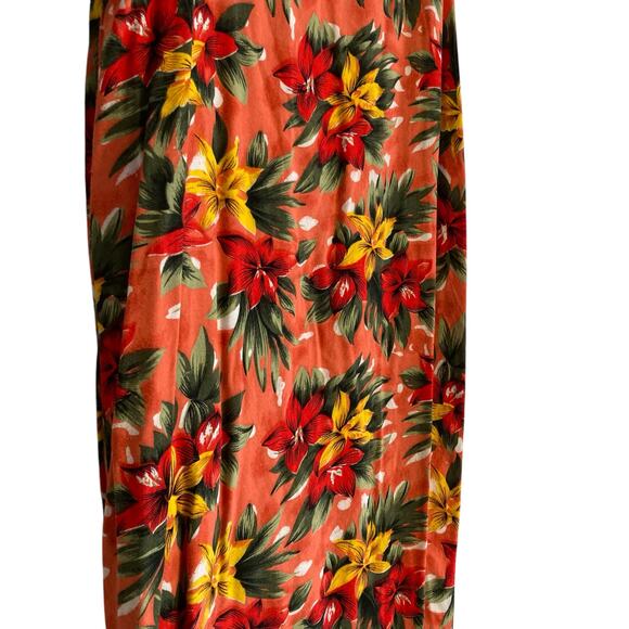 Vintage 80s Pink Yellow Hawaiian Floral Flowing Rayon Sheath Sundress Sz Medium - Picture 11 of 16